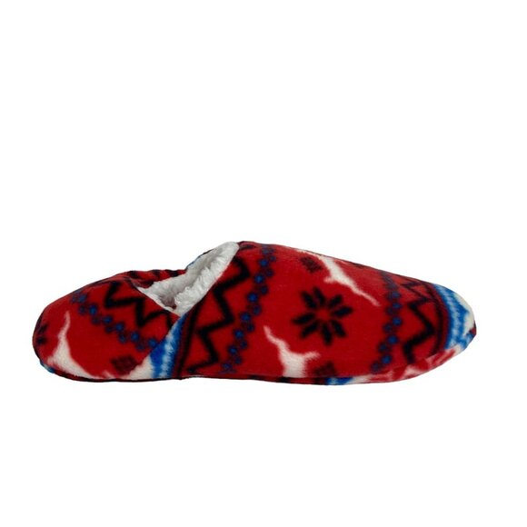 NEW Nordstrom Convertible Microfleece Slippers Red Bloom Reindeer Fair Isle Knit - Picture 3 of 7